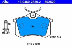 Колодки тормозные дисковые, комплект для SKODA FABIA II (542) 1.4 2007-2014, код двигателя BXW,CGGB, V см3 1390, кВт 63, л.с. 86, бензин, Ate 13046028202