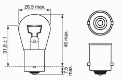 Лампа STANDARD P21W 12V 21W 1987302201 для SKODA FABIA II Combi (545) 1.4 TSI RS 2010-2014, код двигателя CAVE,CTHE, V см3 1390, кВт 132, л.с. 180, бензин, Bosch 1987302201