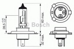 Лампа PLUS 60 H4 12V 60 для SKODA FABIA II Combi (545) 1.9 TDI 2007-2010, код двигателя BLS,BSW, V см3 1896, кВт 77, л.с. 105, Дизель, Bosch 1987302049