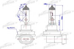 Лампа галогенная H8 12V 35W PGJ19-1 для SKODA FABIA II (542) 1.2 2006-2014, код двигателя BBM,CHFA, V см3 1198, кВт 44, л.с. 60, бензин, PATRON PLH81235