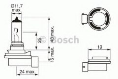 Лампа 12V 35W H8 для SKODA FABIA II (542) 1.2 2007-2014, код двигателя BZG,CEVA,CGPA,CHTA, V см3 1198, кВт 51, л.с. 70, бензин, Bosch 1987302081